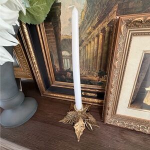 Brass Leaf Candle Holder - Gold Holiday Home Accent